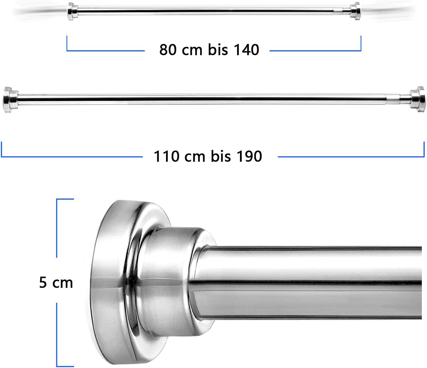 Adjustable Tension Shower Curtain Rod Design(80 cm TO 140 cm)