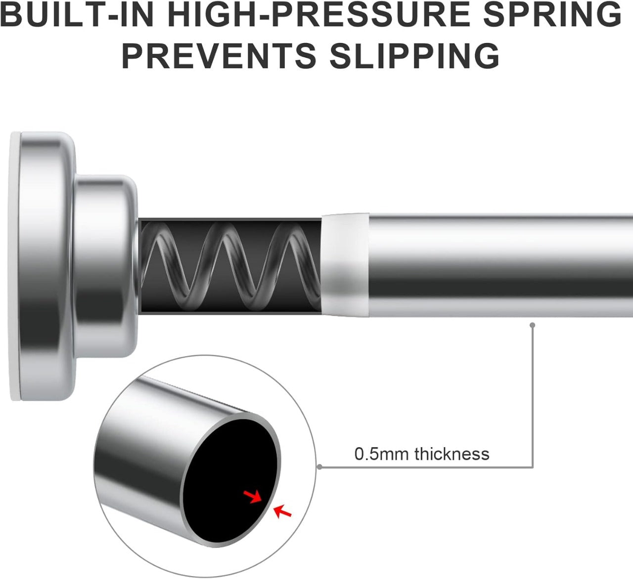 Adjustable Tension Shower Curtain Rod Design(80 cm TO 140 cm)