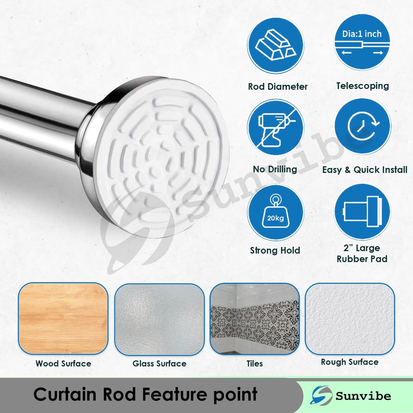 Adjustable Tension Shower Curtain Rod Design(80 cm TO 140 cm)